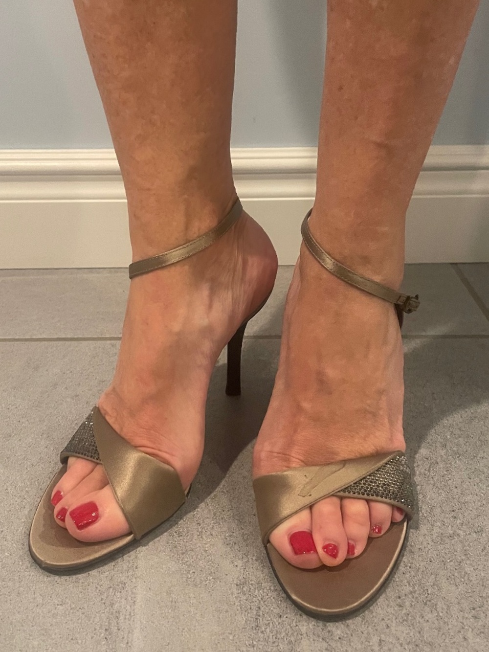 Worn GIORGIO ARMANI Silver Gray Satin Sandals